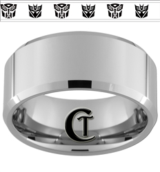 10mm Beveled Tungsten Autobot Decepticon Designed Ring.