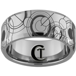 10mm Beveled Tungsten Carbide Doctor Who Gallifreyan Design.