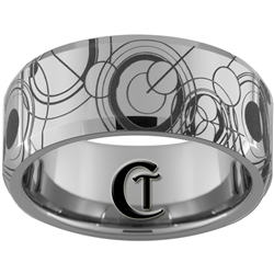 10mm Beveled Tungsten Carbide Doctor Who Gallifreyan Design.