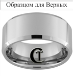 10mm Beveled Tungsten Carbide Custom Religious Russian Text For The Faithful Design Ring.