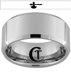 10mm Beveled Tungsten Carbide Fantasy Medieval Ax Design Ring.