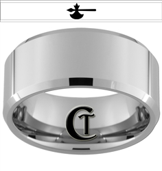 10mm Beveled Tungsten Carbide Fantasy Medieval Ax Design Ring.