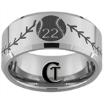 Build Your Own Custom 10mm Beveled Tungsten Carbide Baseball Number With Baseball Stitch Design