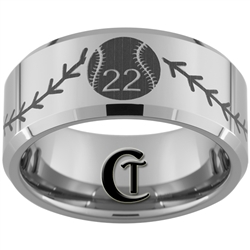 Build Your Own Custom 10mm Beveled Tungsten Carbide Baseball Number With Baseball Stitch Design