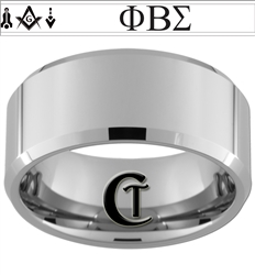 10mm Beveled Tungsten Carbide Masonic & Greek Design