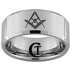 10mm Beveled Tungsten Carbide Masonic Design