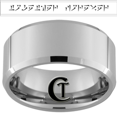 10mm Beveled Tungsten Carbide Skyrim Dragonborn- together forever Design