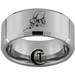 10mm Beveled Tungsten Carbide Navy Seabees Design.