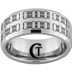 10mm Beveled Tungsten Carbide Binary Code- I LOVE YOU Design