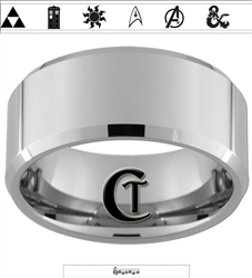 10mm Beveled Tungsten Carbide Fandoms with Zelda Song of Time on the Inside Design