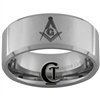 10mm Beveled Satin Finish Tungsten Carbide Masonic Design