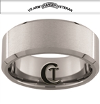 10mm Beveled Satin Finish Tungsten Carbide US Army Ranger Veteran Design Ring.