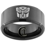 10mm Black Beveled Tungsten Carbide Transformers Autobot Design