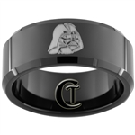 10mm Black Beveled Tungsten Carbide Darth Vader Design