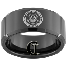 10mm Black Beveled Tungsten Carbide ARMY Crest Design.