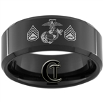 10mm Black Beveled Tungsten Carbide Marines Staff Sergeant Design.