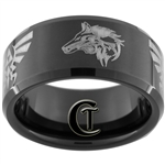 10mm Black Beveled Tungsten Carbide Zelda Twilight Princess Design