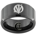 10mm Black Beveled Tungsten Carbide Jedi Religion Design