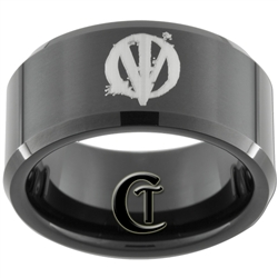 10mm Black Beveled Tungsten Carbide Jedi Religion Design