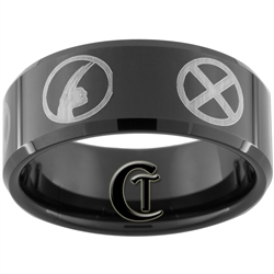 10mm Black Beveled Tungsten Carbide Wolverine X-Men Design