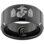 10mm Black Beveled Tungsten Carbide Marines Gunnery Sergeant Design.