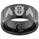 10mm Black Beveled Tungsten Carbide Army Special Forces Sargeant Design