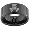 10mm Black Beveled Tungsten Carbide Masonic Design