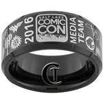 10mm Black Beveled Tungsten Carbide 2016 Salt Lake Comic Con Media Team Ring