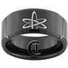 10mm Black Beveled Tungsten Carbide Atomic Symbol Design