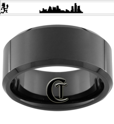 10mm Black Beveled Tungsten Carbide Custom Design