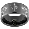 10mm Black Beveled Tungsten Carbide CTR Dragons Design