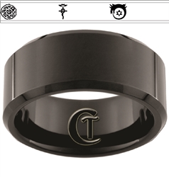 10mm Black Beveled Tungsten Carbide Custom Full-Metal Alchemist Homunculus Symbol Design