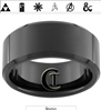 10mm Black Beveled Tungsten Carbide Fandoms with Zelda Song of Time on the Inside Design