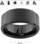 10mm Black Beveled Tungsten Carbide Fandoms with Zelda Song of Time on the Inside Design