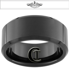 10mm Black Beveled Tungsten NAVY Submarine Dolphins Designed Ring.