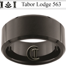 10mm Black Beveled Tungsten Carbide Custom Past Master Design