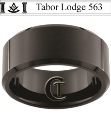 10mm Black Beveled Tungsten Carbide Custom Past Master Design