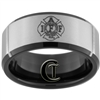 10mm Black Beveled Tungsten Carbide Satin Firefighter IAFF Design