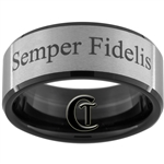 10mm Black Beveled Satin Finish Tungsten Semper Fidelis Design Ring.