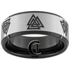 10mm Black Beveled Tungsten Carbide Satin Center Multiple Viking Valknut Symbols Design