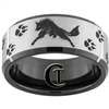 10mm Black Beveled Tungsten Carbide Satin Finish Wolf & Tracks Design