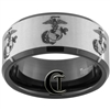 10mm Black Beveled Tungsten Carbide Satin Finished Multiple Marines Symbols Design.