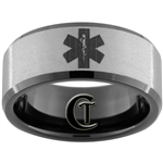 10mm Black Beveled Tungsten Carbide Stone Medical Alert Design