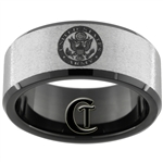 10mm Black Beveled Stone Finish Tungsten Carbide Army Crest Design Ring.