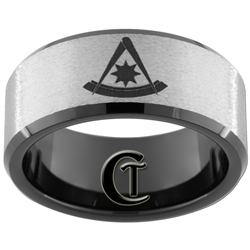 10mm Black Beveled Tungsten Carbide Stone Center Past Master Design