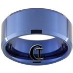10mm Blue Beveled Tungsten Carbide Ring