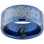 10mm Blue Beveled Tungsten Carbide Doctor Who Design