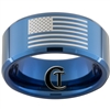 10mm Blue Beveled Tungsten Carbide American Flag Design