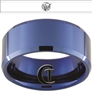 10mm Blue Beveled Tungsten Carbide Custom Logo Design