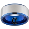 10mm Blue Beveled Tungsten Carbide Satin Finished Design